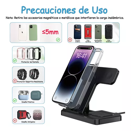 Estación de Carga Inalámbrica Múltiple 6 en 1, Base de Carga inalámbrica  para Iphone, Apple Watch y Airpods, Cargador Inalámbrico Rápido Qi  Compatible con iPhone 11 / 11Pro / 11Max / XR /