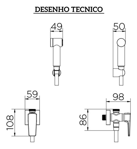 Ducha Higiênica Com Registro E Derivação Lift Ônix Docol