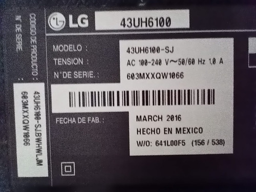 Imagen 1 de 4 de 43uh6100-sj, LG, En Desarme.