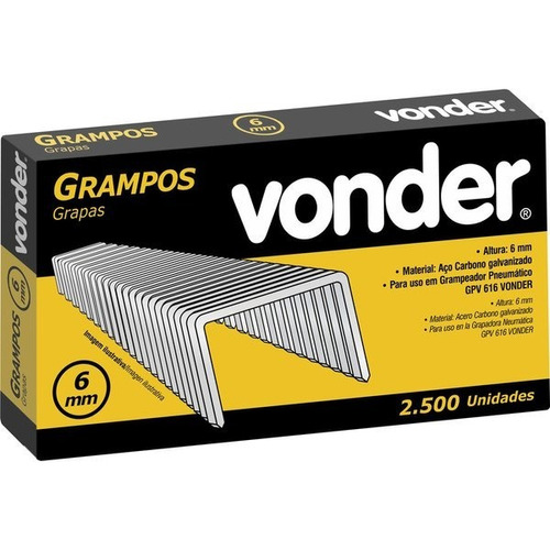 Cx 2500 Grampos 6mm P/ Grampeador Pneumático Gpv 616 Vonder