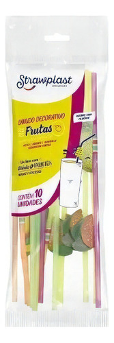 Canudo Decorado Flex Frutas Misto Cs-234c/10