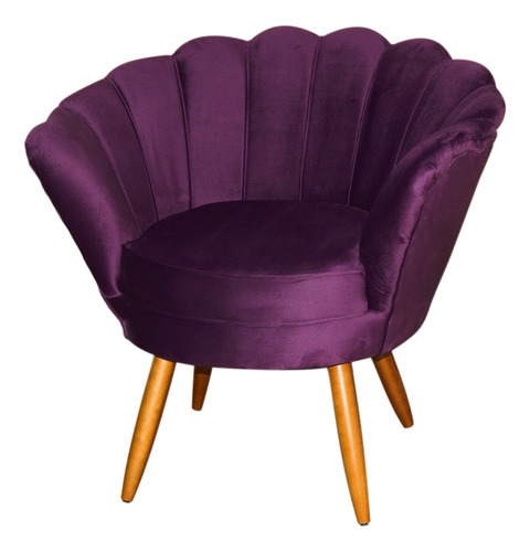 Kit Namoradeira + 1 Poltrona Pétala Veludo Roxo