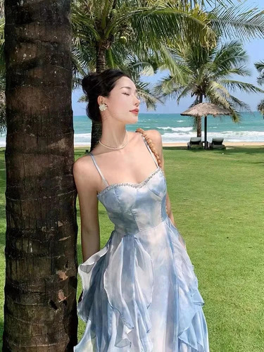 Vestido De Playa Largo Sin Tirantes Con Estampado Floral