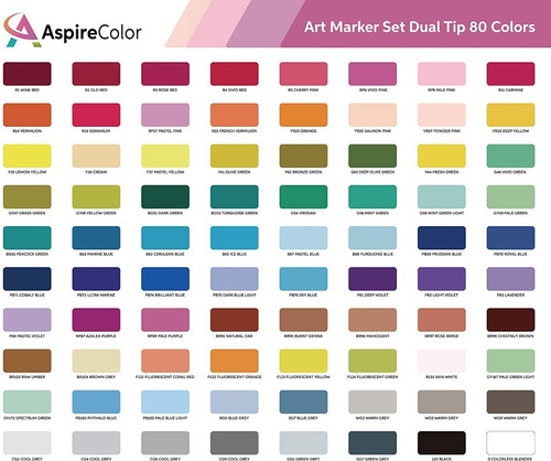 Imagen 6 de 7 de 80 Colores Conjunto Aspirecolor Alcohol Gráfico De Dibujo