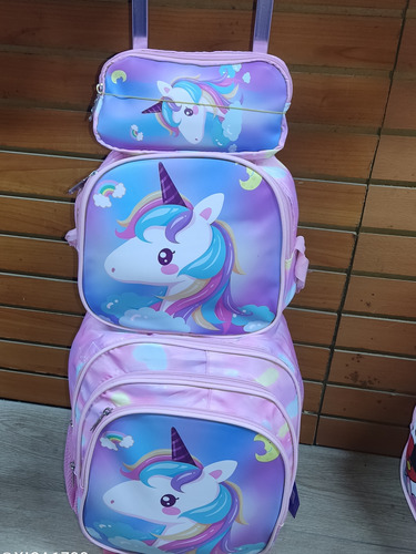 Maleta Morral De Unicornio Con Lonchera Y Cartuchera 