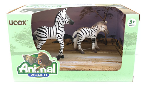 Animal World 99708 Playset 19cm - Pack X2 - Cebra Flia 