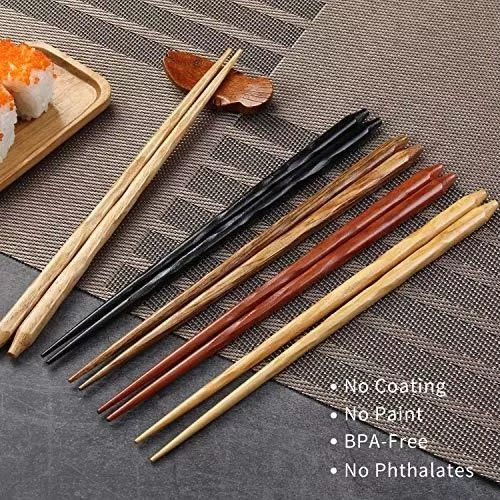 Juego de vajilla japonesa de madera Natural, palillos duraderos y  reutilizables para Sushi y cocina