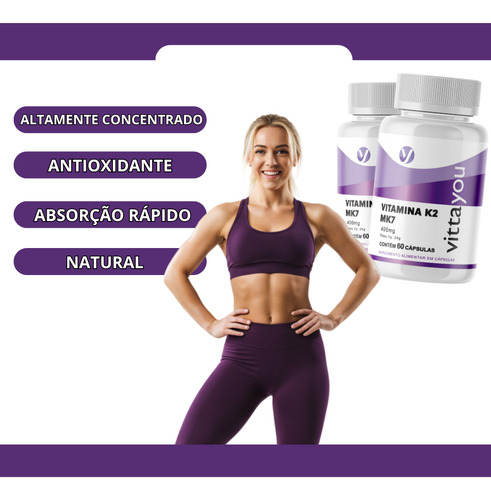 Vitamina K2mk7-suplemento Alimentar Em Cápsulas Com 60 Doses