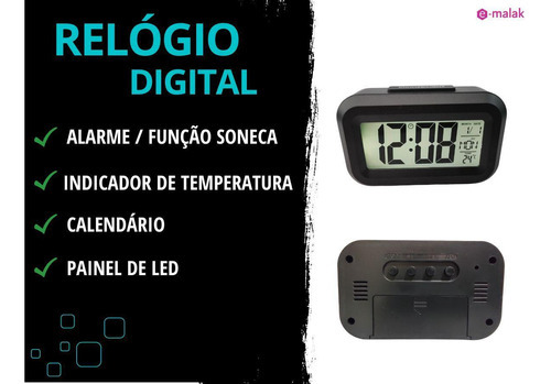 Reloj despertador de escritorio digital con calendario de temperatura
