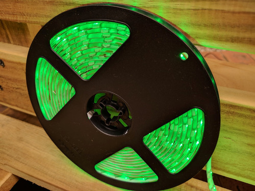 Rollo Cinta 60 Led/mt Alto Brillo 50/50 Verde Carros Navidad