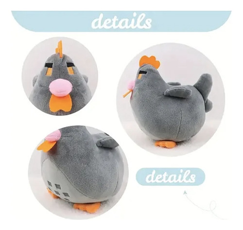 Set 2 Gallinas Peluche Stardew Valley Videojuego Gallo 20cm Gris Y Marrón