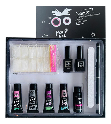 Kit De Poly Gel Uñas Rapidas Moldes Tips +pincel + Polygel