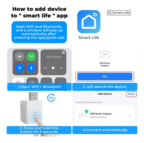 Adaptador Usb Tuya Wifi, 5 V, 2 A, Adaptador De Corriente Us