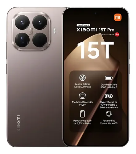 Câmera tripla Leica Xiaomi 15t Pro 12+512 Gold - dourada