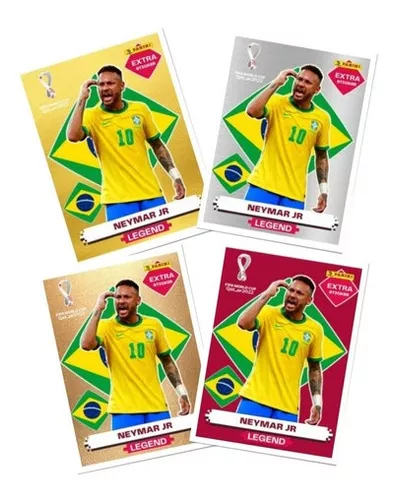 Kit 4 Figurinhas Legend Gold Neymar Jr Copa Qatar 2022 - Desconto no Preço