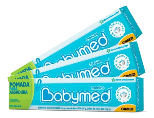 Cimed Babymed kit 3 pomadas para prevenção de assaduras azul 45g