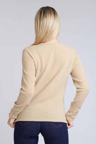 Polera Boton Hombro Beige Tentation