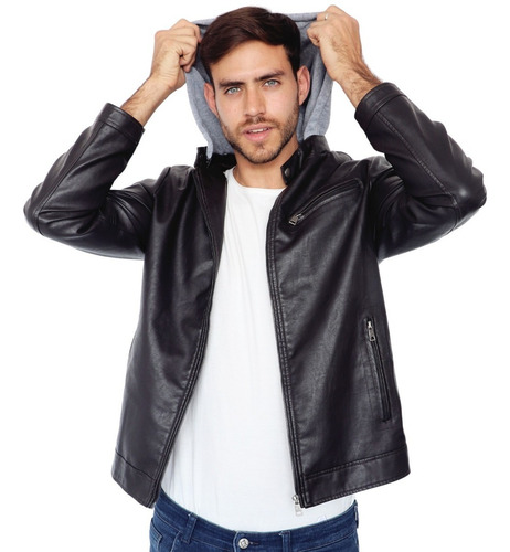 Imagen 2 de 4 de Chamarra Roosevelt Biker Vini Piel Slim Fit Super Calidad