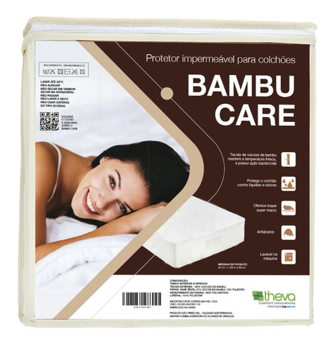 Imagem 1 de 2 de Protetor De Colchão Impermeável Casal Bambu Care Theva