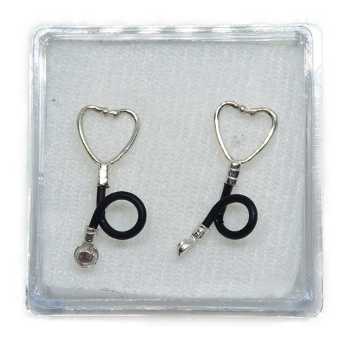 Aretes De Estetoscopio Mod.2 De Plata +estuche Es1