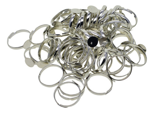 100 Piezas De Anillos Ajustables En Blanco Juego De Piezas