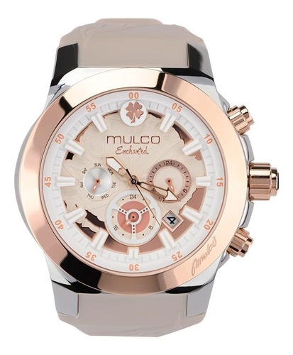 Reloj Mujer Mulco Mw5-5673-11 Cuarzo Pulso Beige En Silicona