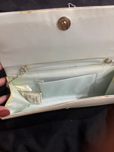 Cartera De Fiesta Tipo Sobre Celeste Geométrico Níquel Plateado (Usado)