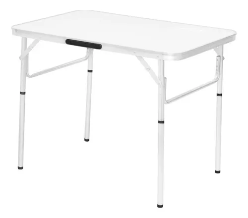 Mesa De Alumínio Dobrável Tampo Mdf 60 X 45 X 56 Cm Titanium Platina