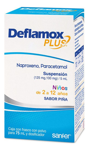 Deflamox Plus Suspensión 125 Mg/100 Mg/5 Ml Frasco 75 Ml