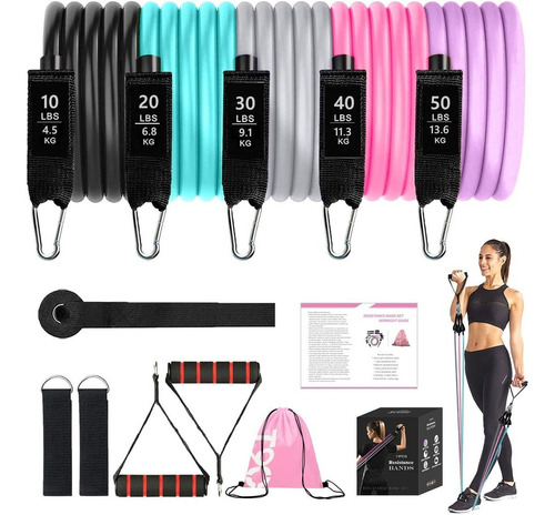 Resistance Bands For Women(11pcs),exercise Bands With Handle
