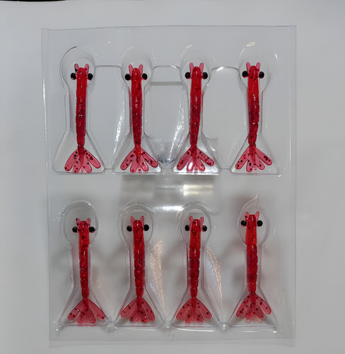 8 Isca 5cm Camarão Snook Robalo Vermelho Red Ovado Plastisol Cor Vermelho Red Ovado Laranja