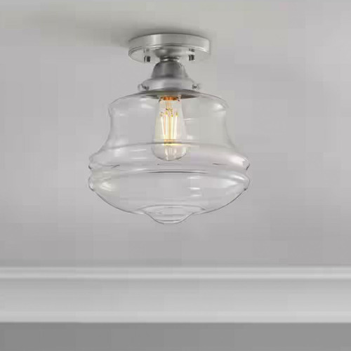 Lampara De Techo Semiempotrable 10'' Vintage Moderna 60w Estructura Plateado