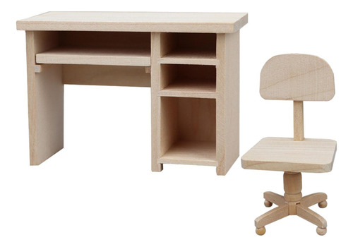 Muebles Para Casa De Muñecas, Mini Escritorio Y Silla,