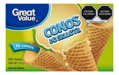 6 Pzas Galleta Conos Great Value De Galleta 125 G