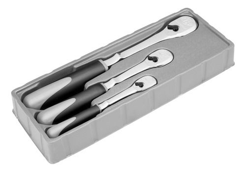 752026 Trinquete 90t De 3 Piezas Con Juego De Mango Iny Ir Plateado