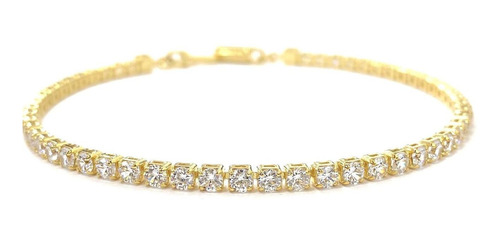 Pulseira Riviera Cravejada Iced Zirc Banho Ouro 18k Canhão F