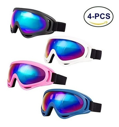 Ljdj Gafas De Esquí, Pack De 4 - Snowboard Uv Ajustable 400 