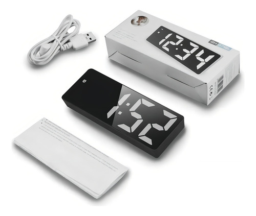 Reloj De Mesa Despertador Digital Gh0712l Reloj Color Negro