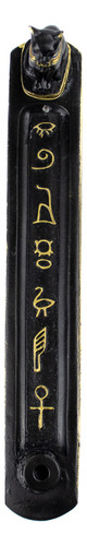 Incensário Canaleta Bastet 24 Cm Preto E Dour. Em Resina