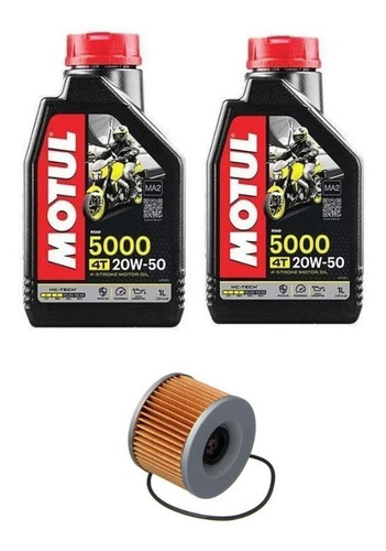 Kit Troca Óleo 2l Motul 5000 20w50+ Filtro Ninja250