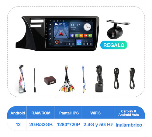K Estéreo 2+32g Para Honda City 2014-2020 Cámara Gps Bt Wifi