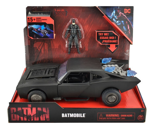 Auto The Batman Batimovil Con Figura Luz Y Sonido Color Negro Personaje Batmobile