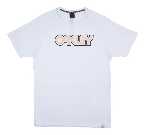 Camiseta Masculina Oakley Octo B1b Fp Rubber Logo Branca