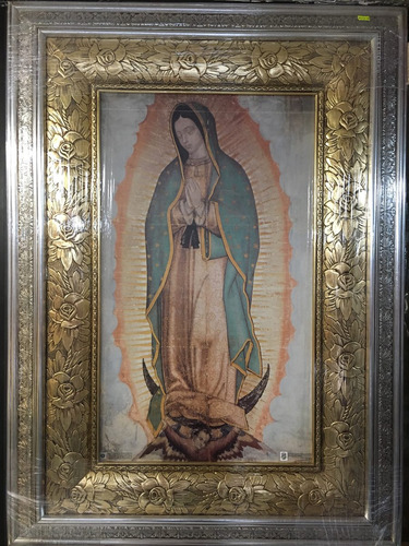 Imagen 1 de 6 de Cuadro De La Virgen De Guadalupe Hoja De Oro Y Plata 1mt