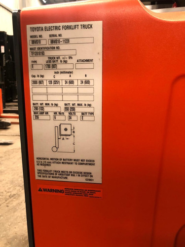 Imagen 5 de 5 de Apilador Electrico Toyota Año 2018 1 Ton #158