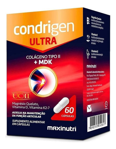 Condrigen Ultra Colageno Tipo Ii + Mdk 60cps Maxinutri