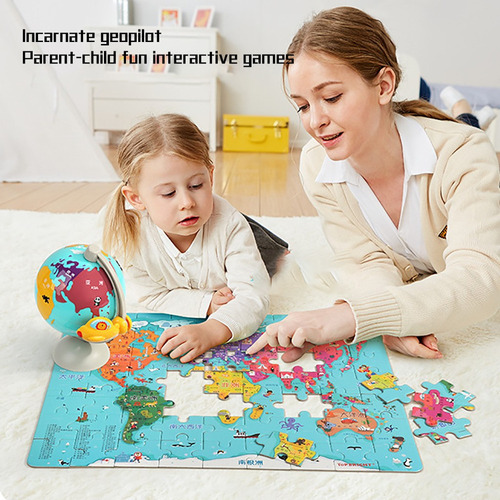 Nuevo Puzle Educativo H Con Forma De Mapa Infantil, Madera,