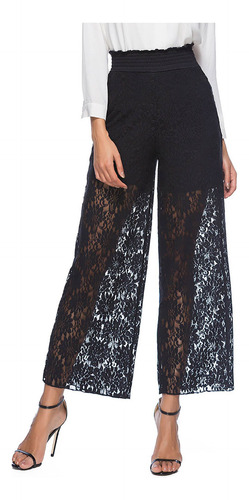 Pantalones Anchos De Encaje A La Moda Para Mujer De Talla Gr