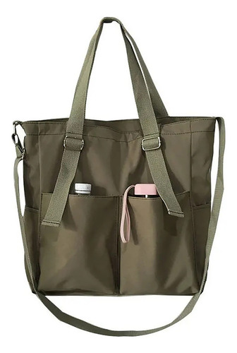 Bolso De Hombro De Estudiante De Color Sólido De Moda Casual Color Negro