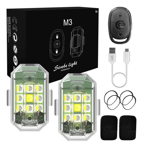 Kit Luz Estroboscópica Led Recargable Usb Con Control Remoto